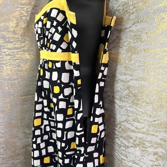 Francesca Mammoliti Geometric Black/Yellow/White Dress Size 6 - Picture 6 of 12